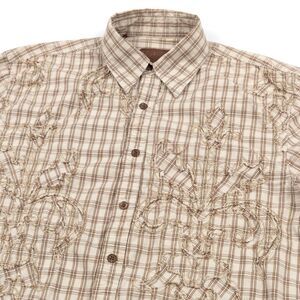 Roar Signature Shirt Men's‎ Large Button Up Embroidered Distressed Long Sleeve